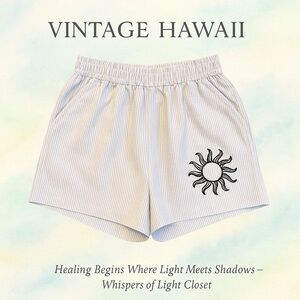 🌞 Vintage Hawaii Elastic-Waist Striped Shorts – Size M